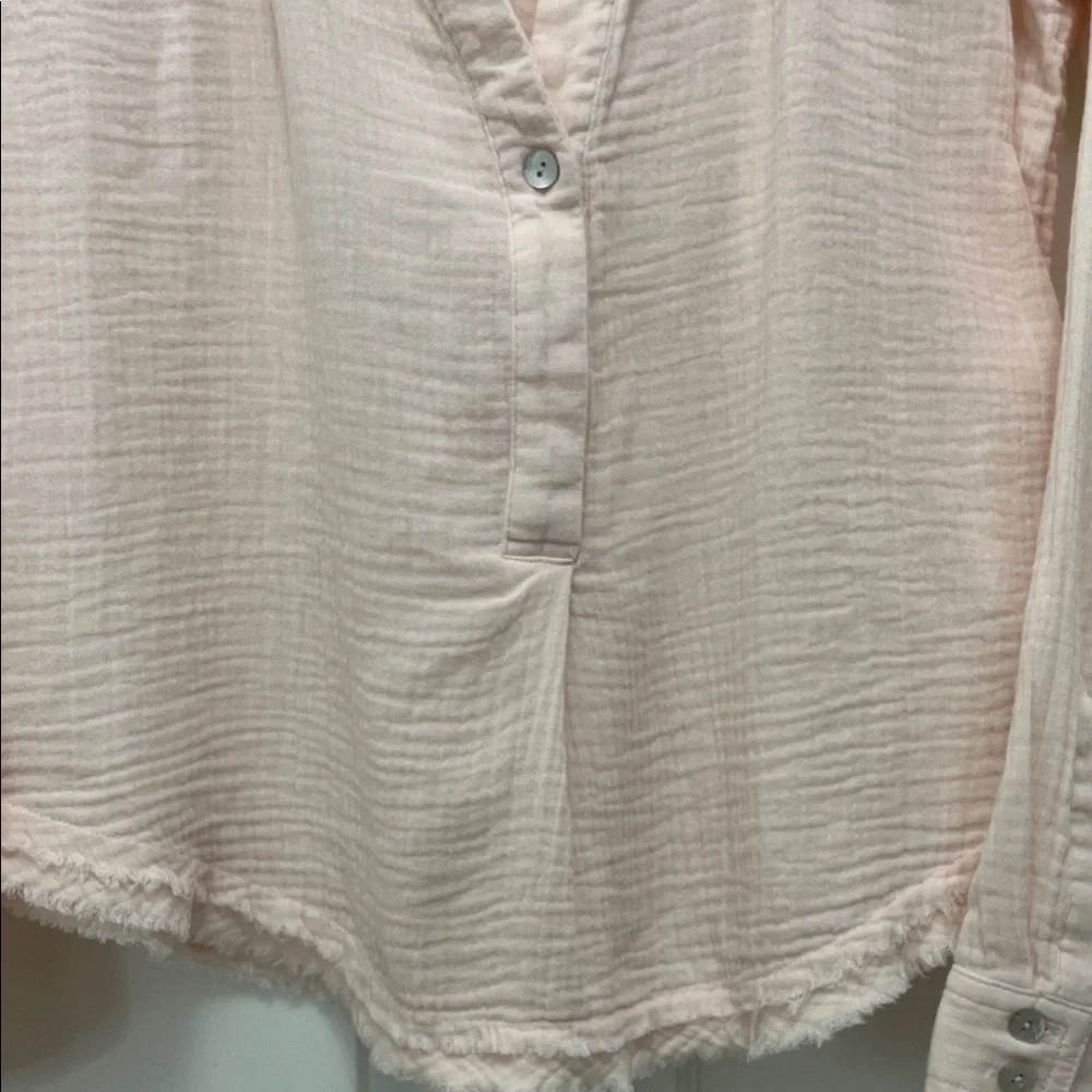 Free People Changing Horizons Soft Pink Gauzy Cotton Popover Top - Size XS